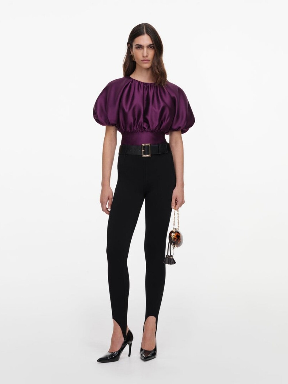 Self Portrait Purple Taffeta Top